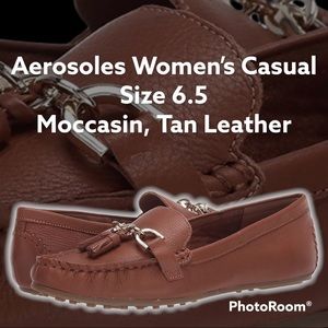 Aerosoles women’s Size 6.5 Soft Drive Casual Moccasin Loafers Tan Leather